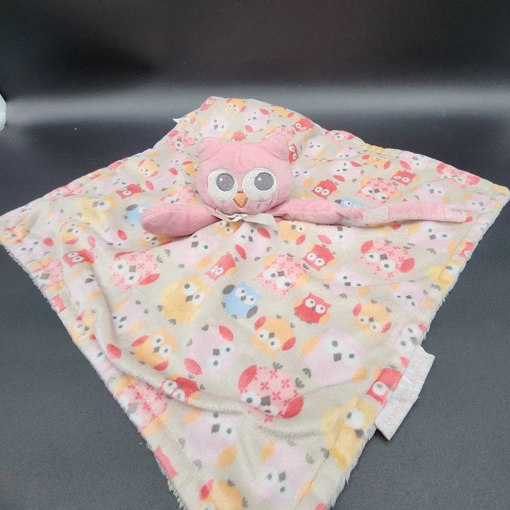 Blankets & Beyond Pink Owl Baby Security Blanket Lovey Plush Nursery Woodland